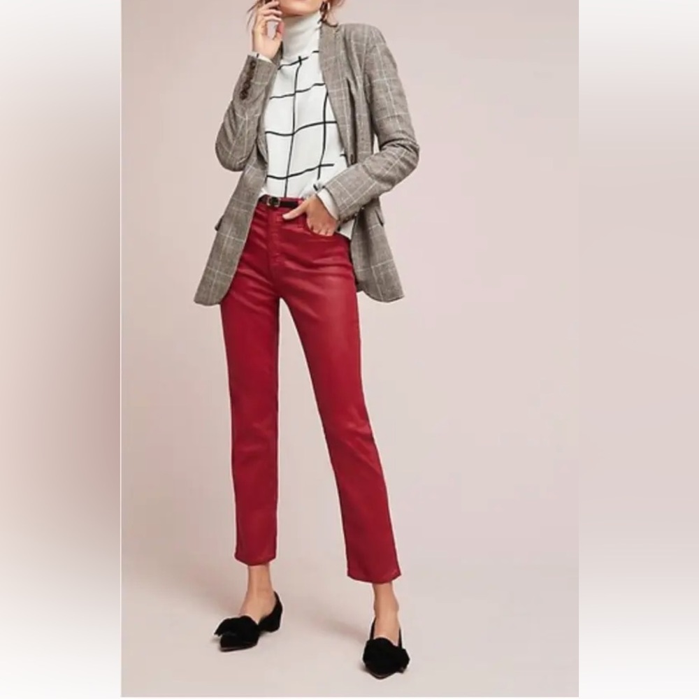 AG Adriano Goldschmied Leatherette “The Isabelle” high-rise straight crop pants